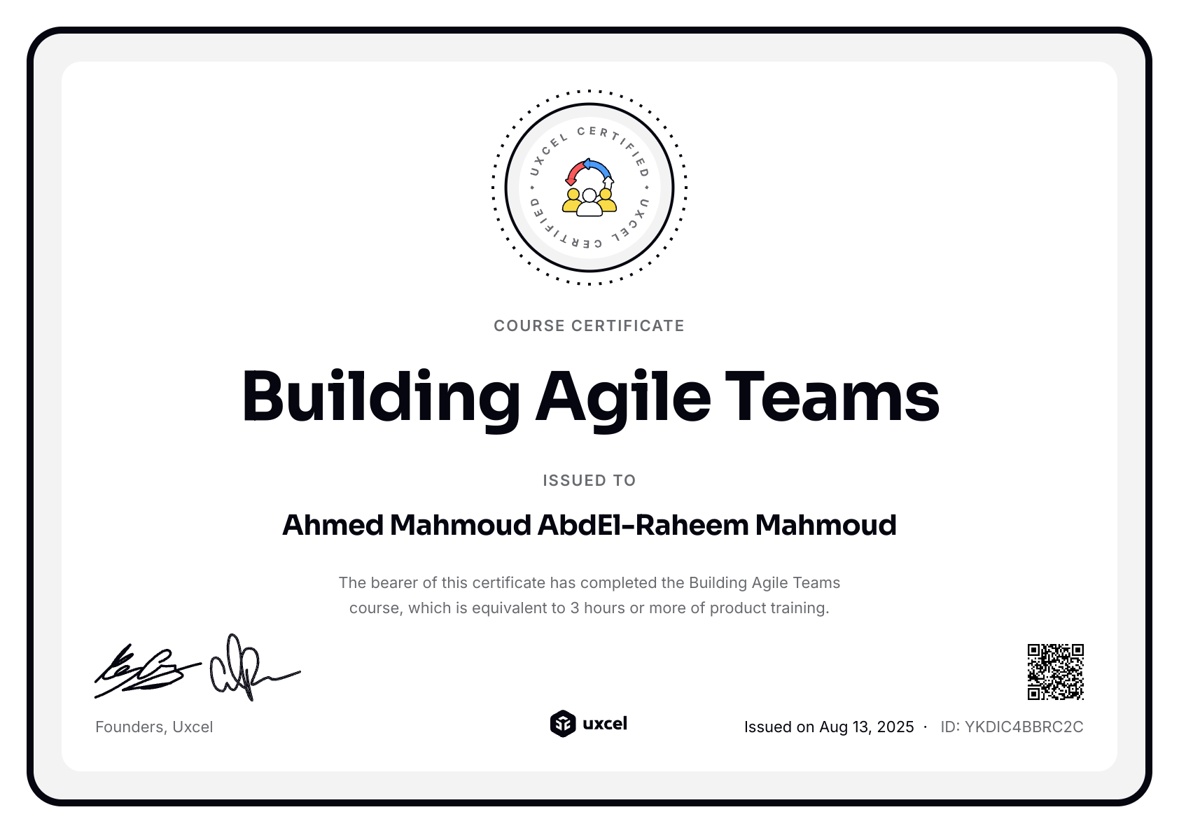 Ahmed Mahmoud AbdEl-Raheem Mahmoud's certificate